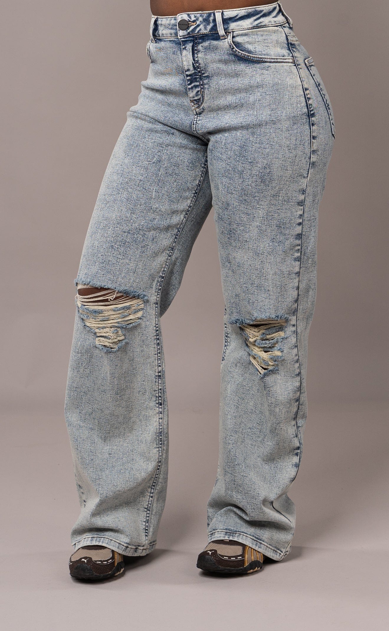 Womens Baggy Ripped Fitjeans - 80s Blue - Image 3