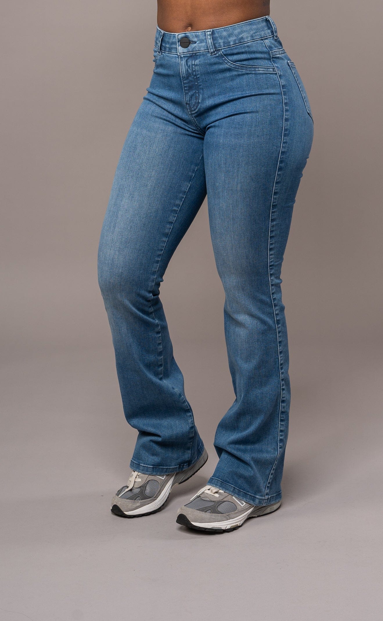 Womens Flared Mid Waisted Fitjeans - Azure Blue - Image 3