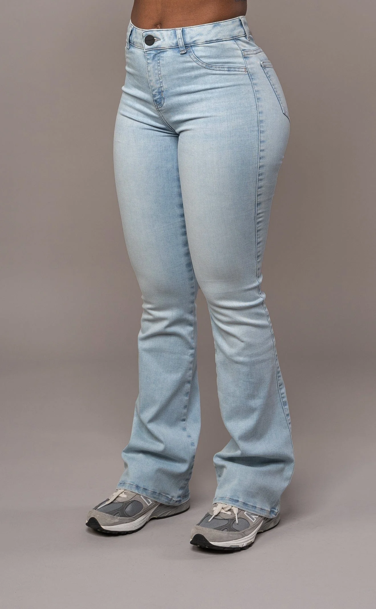 Womens Flared Mid Waisted Fitjeans - Vintage Blue - Image 3