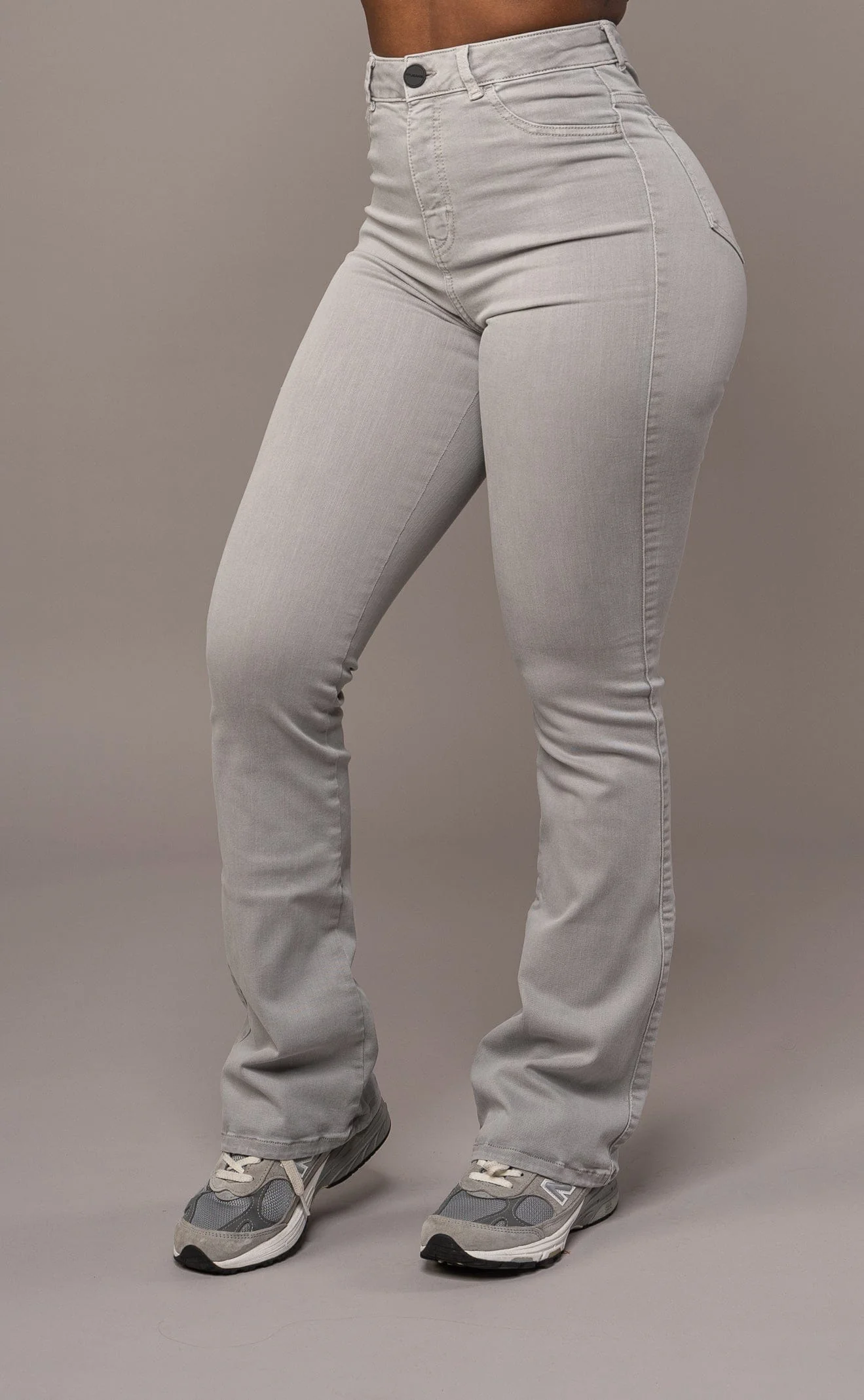 Womens Pastel Flared Fitjeans - Ash Grey - Image 3