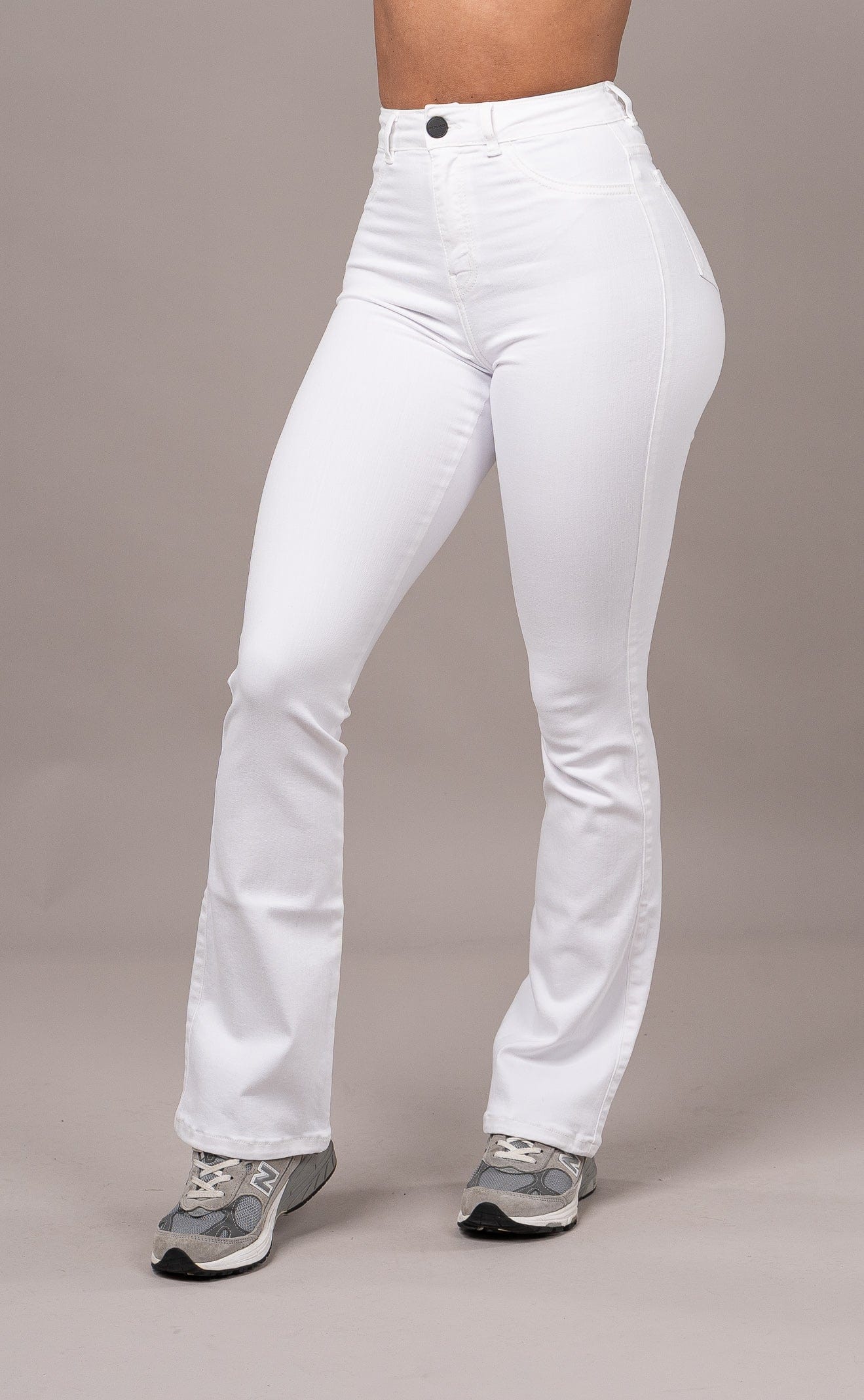 Womens Pastel Flared Fitjeans - White - Image 3